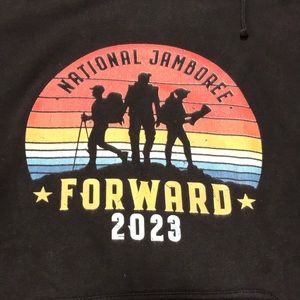 Boy Scout 2023 Jamboree NWOT XL Black hoodie sweatshirt 80% cotton 20% polyester